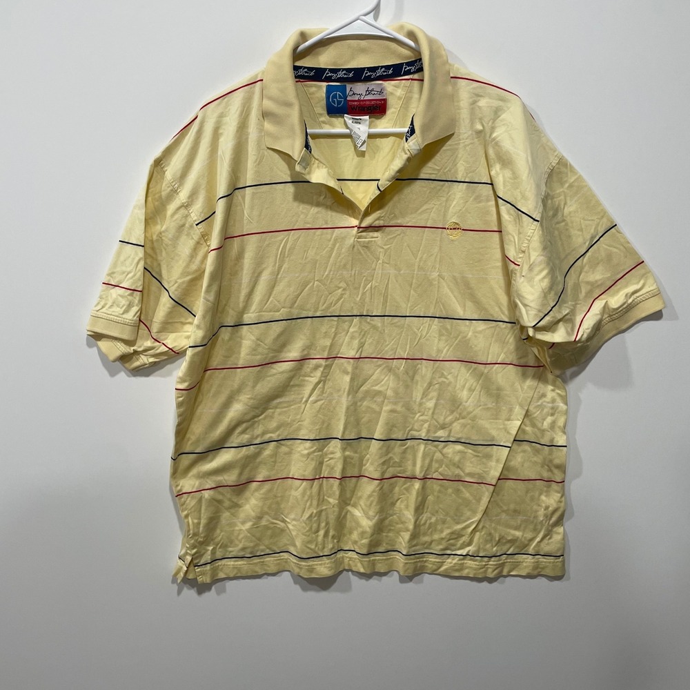 Wrangler Cowboy Cut Collection GS Polo Shirt Yellow Striped Short Sleeve XL Mens